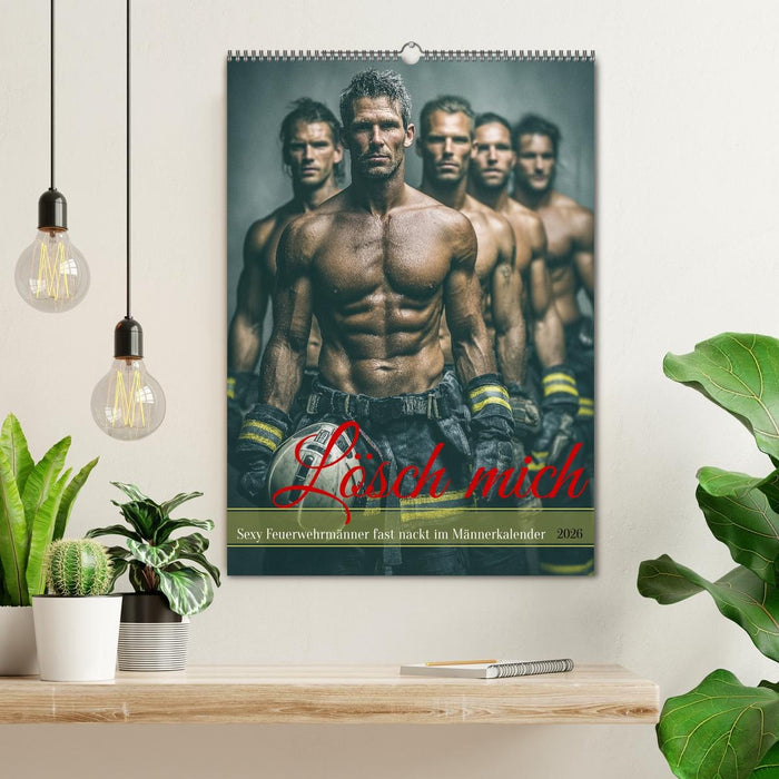 Lösch mich - Sexy Feuerwehrmänner fast nackt im Männerkalender (CALVENDO Wandkalender 2026)