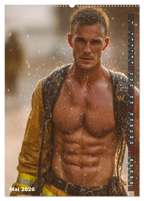 Lösch mich - Sexy Feuerwehrmänner fast nackt im Männerkalender (CALVENDO Wandkalender 2026)