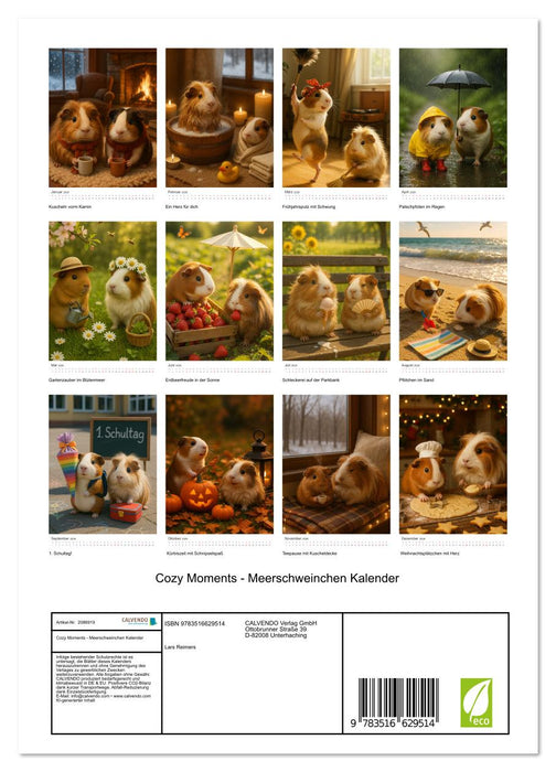 Cozy Moments - Meerschweinchen Kalender (CALVENDO Wandkalender 2026)