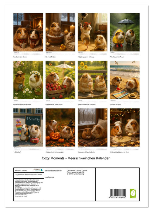 Cozy Moments - Meerschweinchen Kalender (CALVENDO Premium Wandkalender 2026)