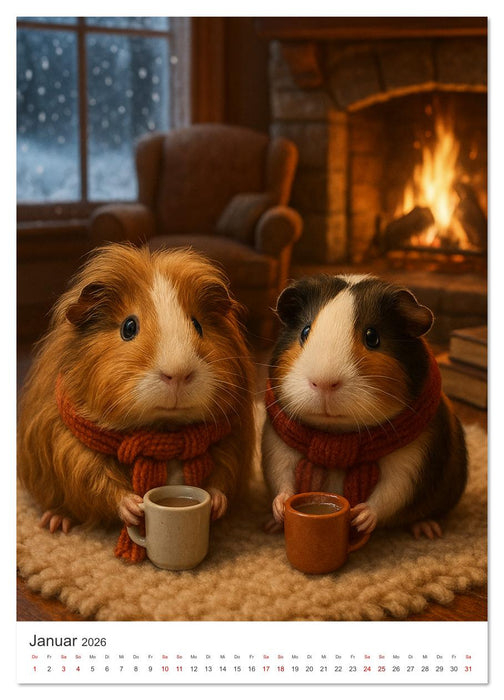 Cozy Moments - Meerschweinchen Kalender (CALVENDO Premium Wandkalender 2026)