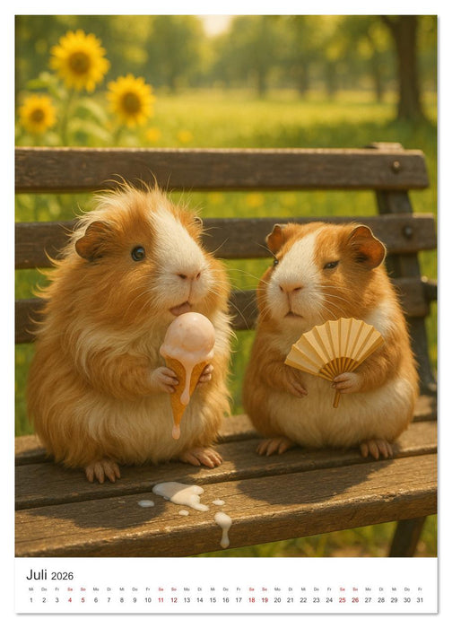Cozy Moments - Meerschweinchen Kalender (CALVENDO Premium Wandkalender 2026)