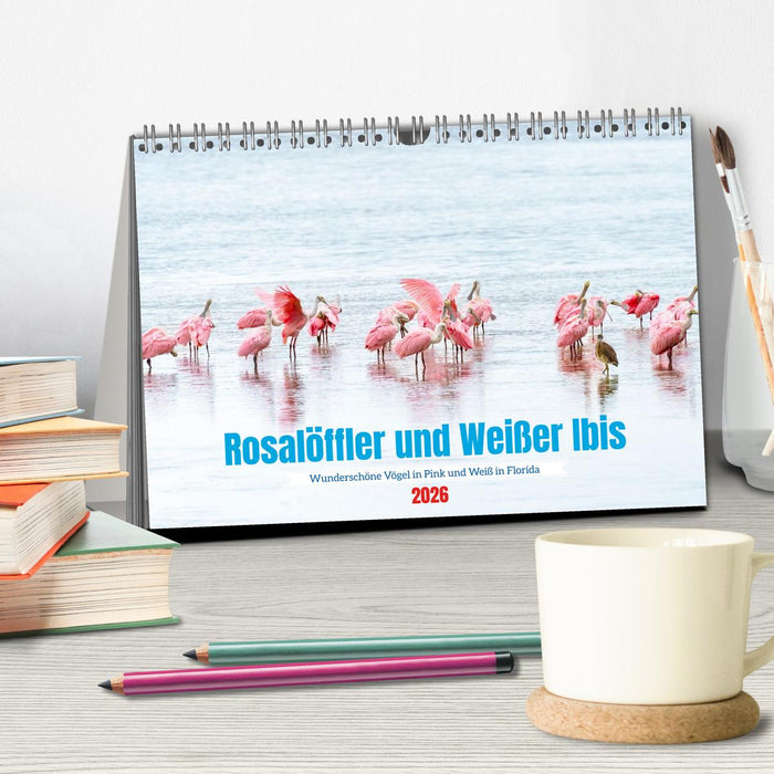 Rosalöffler und weißer Ibis (CALVENDO Wandkalender 2026)