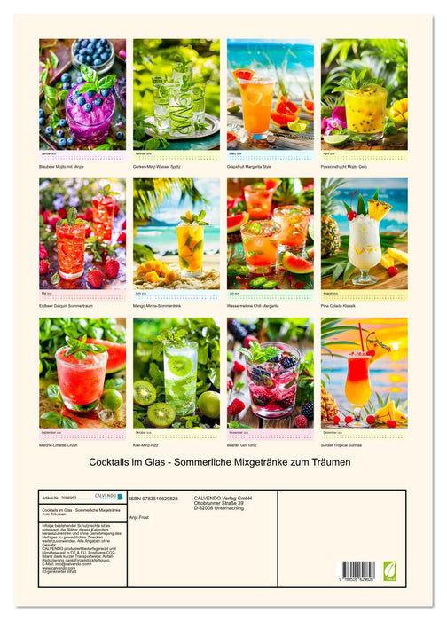 Cocktails im Glas - Sommerliche Mixgetränke zum Träumen (CALVENDO Wandkalender 2026)