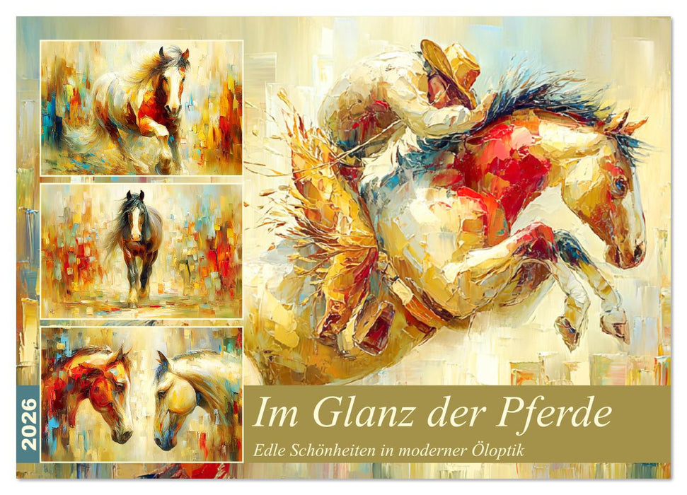 Im Glanz der Pferde. Edle Schönheiten in moderner Öloptik (CALVENDO Wandkalender 2026)