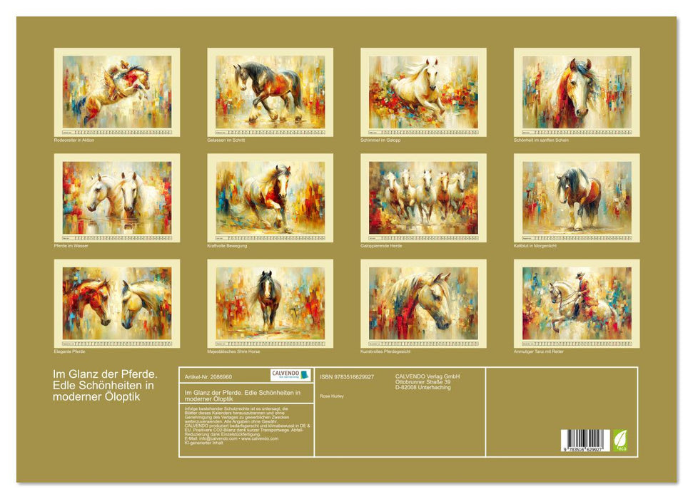 Im Glanz der Pferde. Edle Schönheiten in moderner Öloptik (CALVENDO Wandkalender 2026)