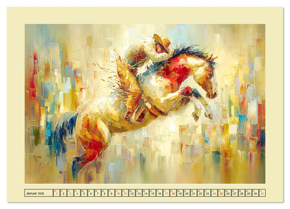 Im Glanz der Pferde. Edle Schönheiten in moderner Öloptik (CALVENDO Wandkalender 2026)