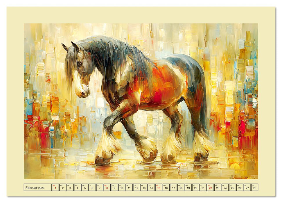 Im Glanz der Pferde. Edle Schönheiten in moderner Öloptik (CALVENDO Wandkalender 2026)