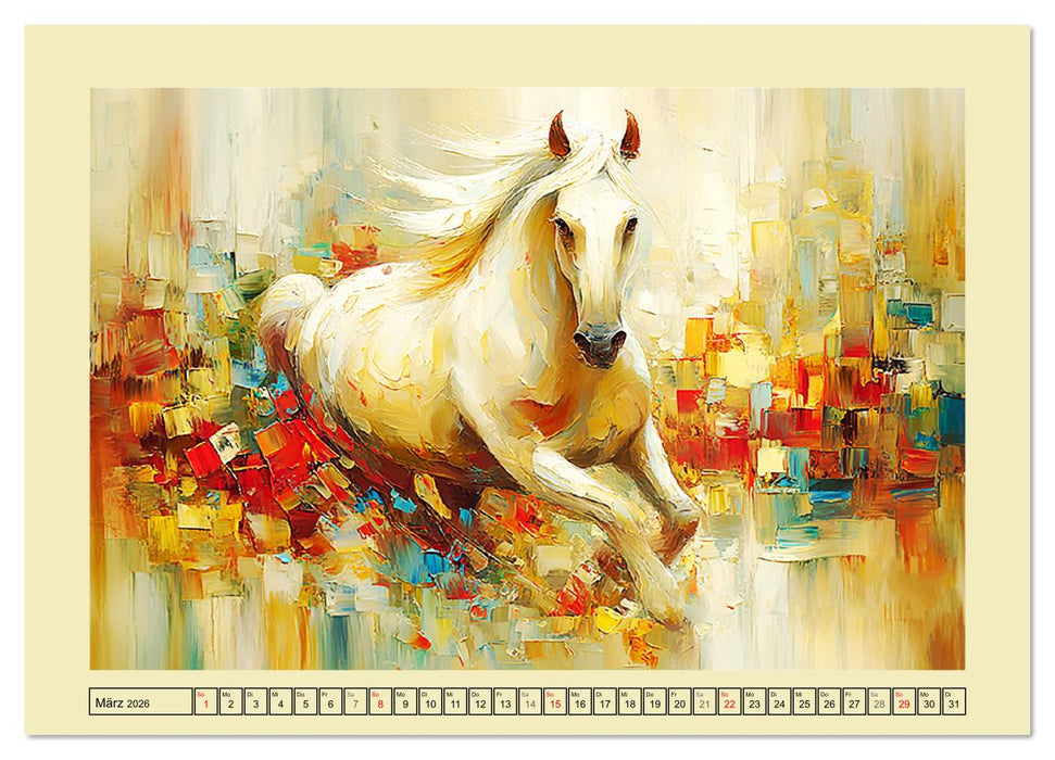 Im Glanz der Pferde. Edle Schönheiten in moderner Öloptik (CALVENDO Wandkalender 2026)
