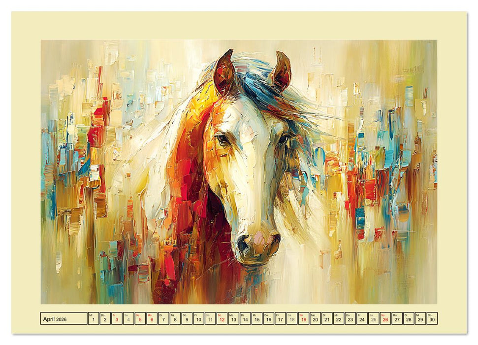 Im Glanz der Pferde. Edle Schönheiten in moderner Öloptik (CALVENDO Wandkalender 2026)