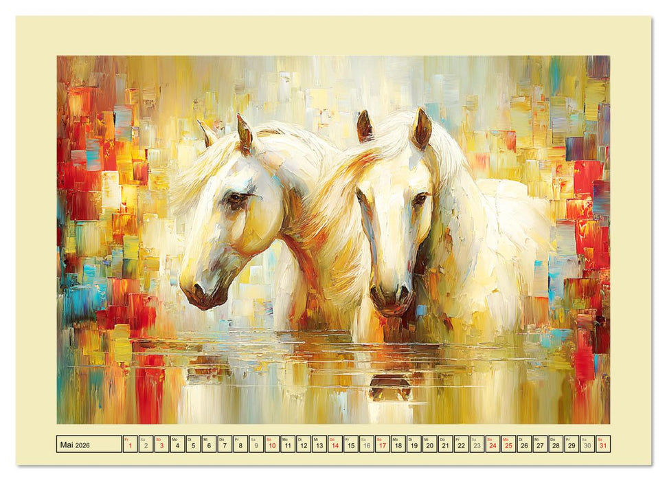 Im Glanz der Pferde. Edle Schönheiten in moderner Öloptik (CALVENDO Wandkalender 2026)