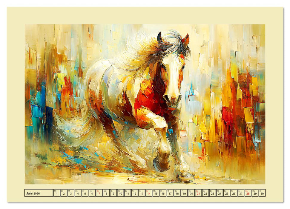 Im Glanz der Pferde. Edle Schönheiten in moderner Öloptik (CALVENDO Wandkalender 2026)