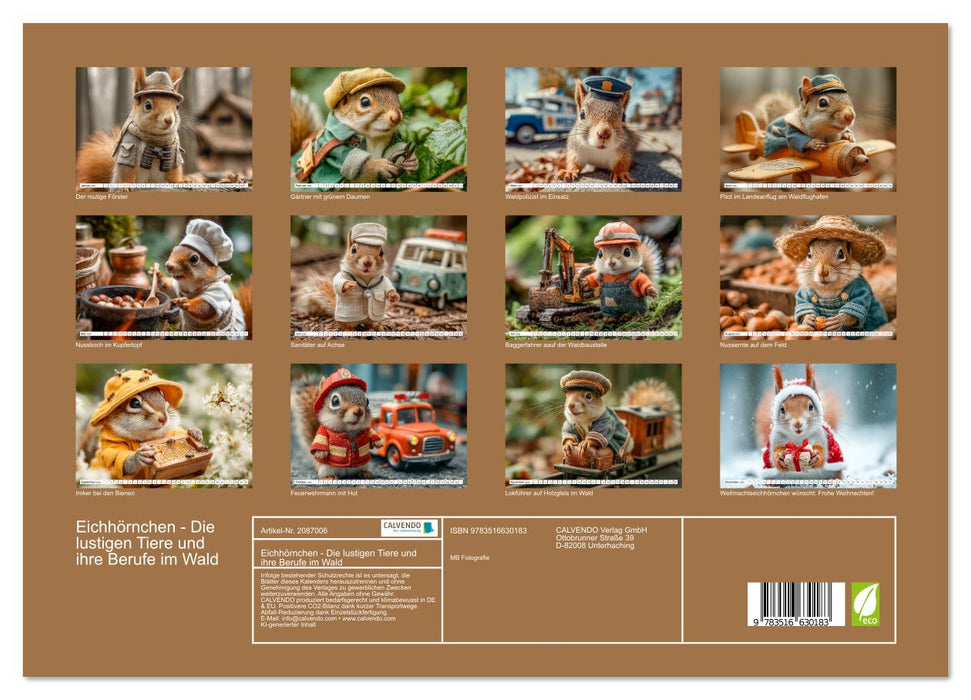 Eichhörnchen - Die lustigen Tiere und ihre Berufe im Wald (CALVENDO Wandkalender 2026)