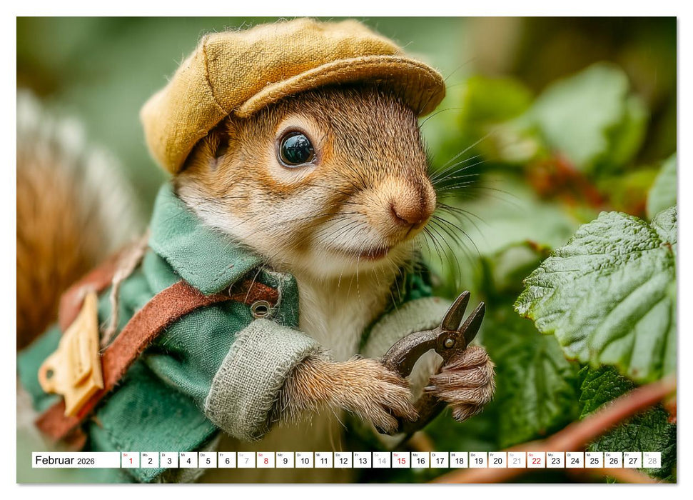 Eichhörnchen - Die lustigen Tiere und ihre Berufe im Wald (CALVENDO Wandkalender 2026)