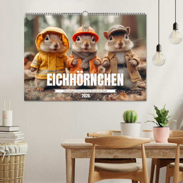 Eichhörnchen - Die lustigen Tiere und ihre Berufe im Wald (CALVENDO Wandkalender 2026)