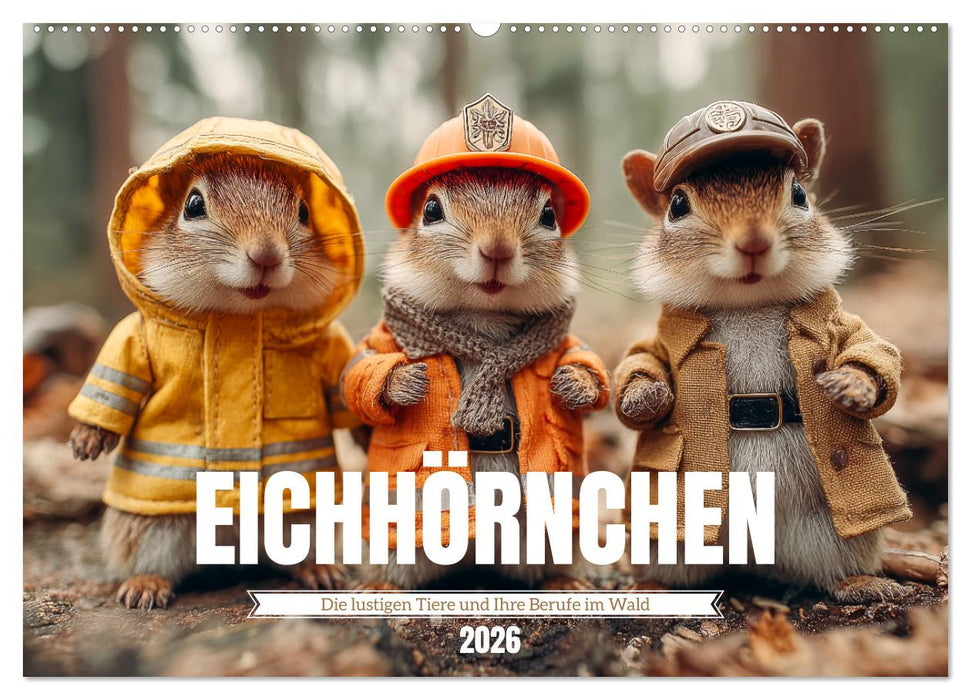 Eichhörnchen - Die lustigen Tiere und ihre Berufe im Wald (CALVENDO Wandkalender 2026)