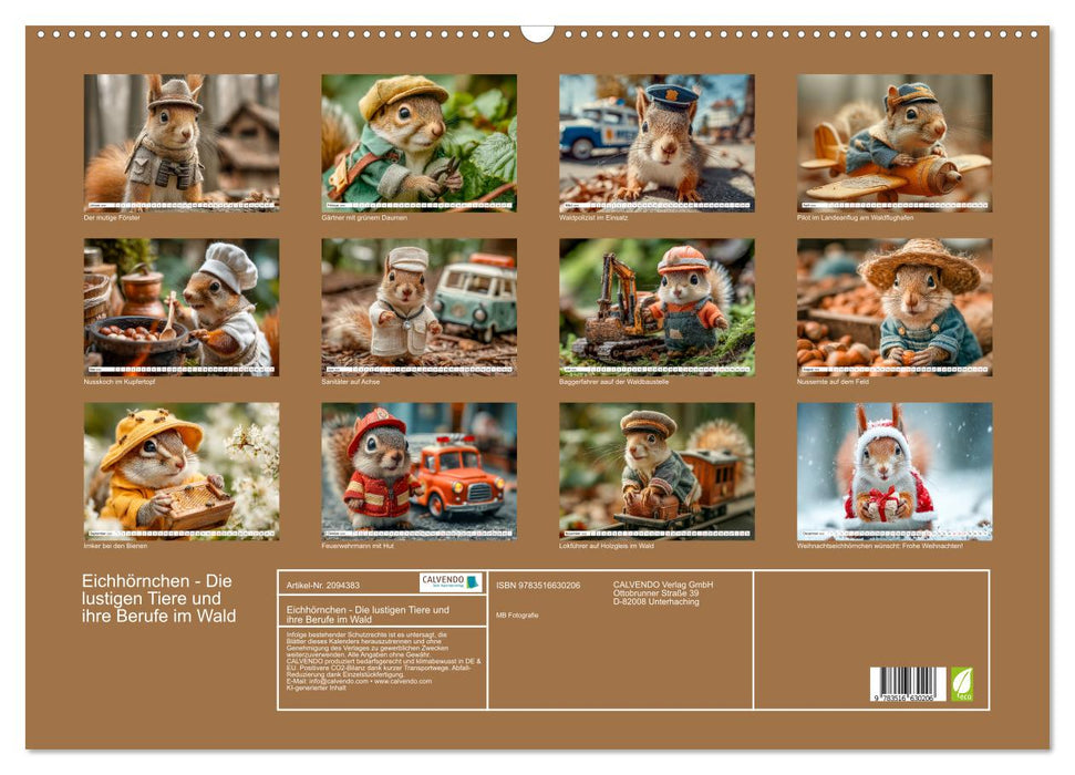 Eichhörnchen - Die lustigen Tiere und ihre Berufe im Wald (CALVENDO Wandkalender 2026)