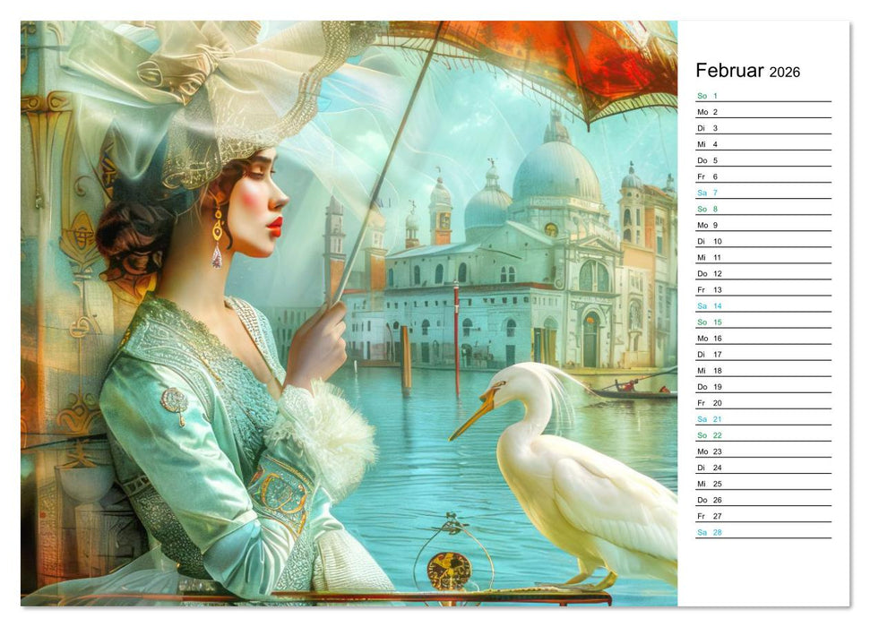 Venezianische Impressionen - Kunstvolle Fantasiewerke (PLANER) (CALVENDO Wandkalender 2026)