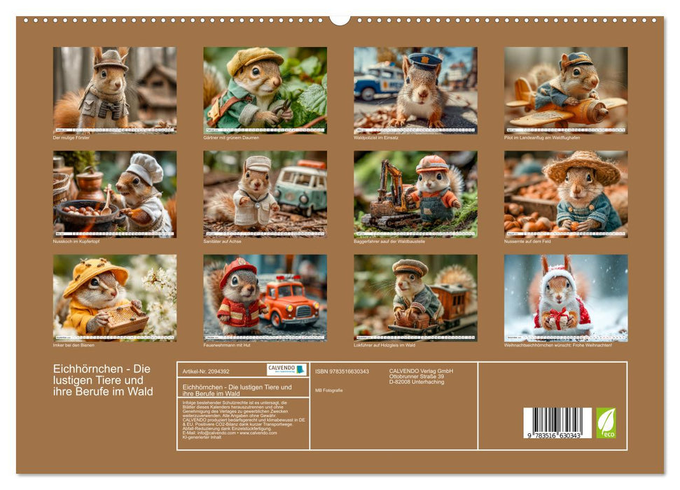 Eichhörnchen - Die lustigen Tiere und ihre Berufe im Wald (CALVENDO Premium Wandkalender 2026)