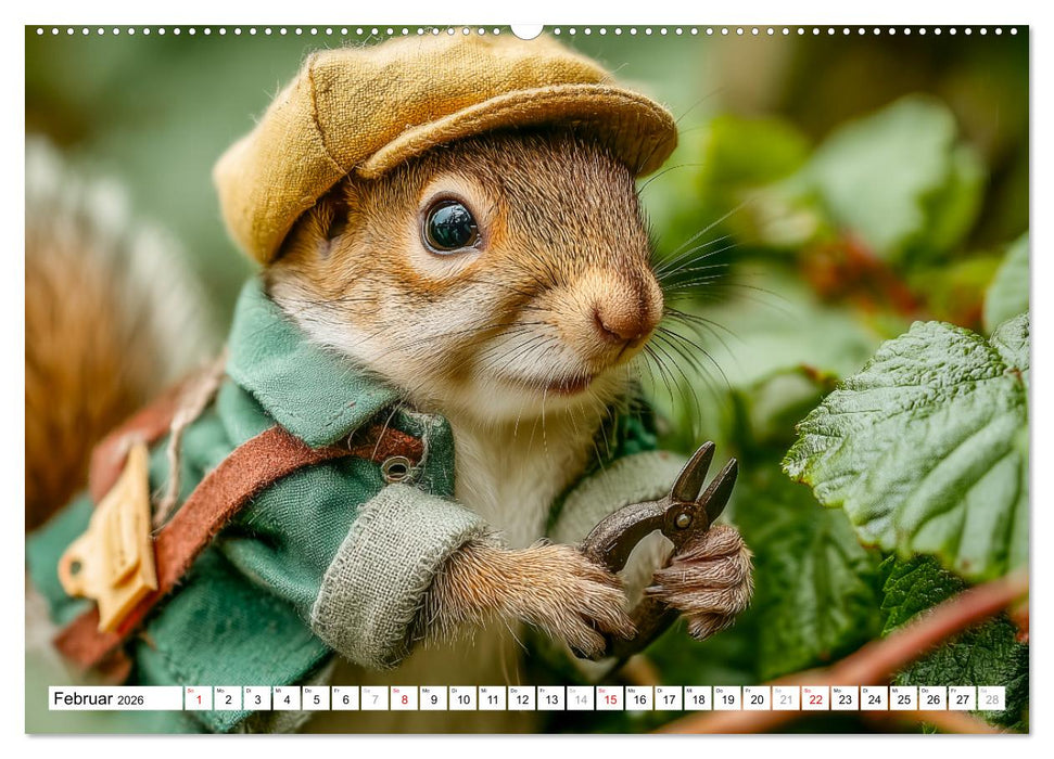 Eichhörnchen - Die lustigen Tiere und ihre Berufe im Wald (CALVENDO Premium Wandkalender 2026)