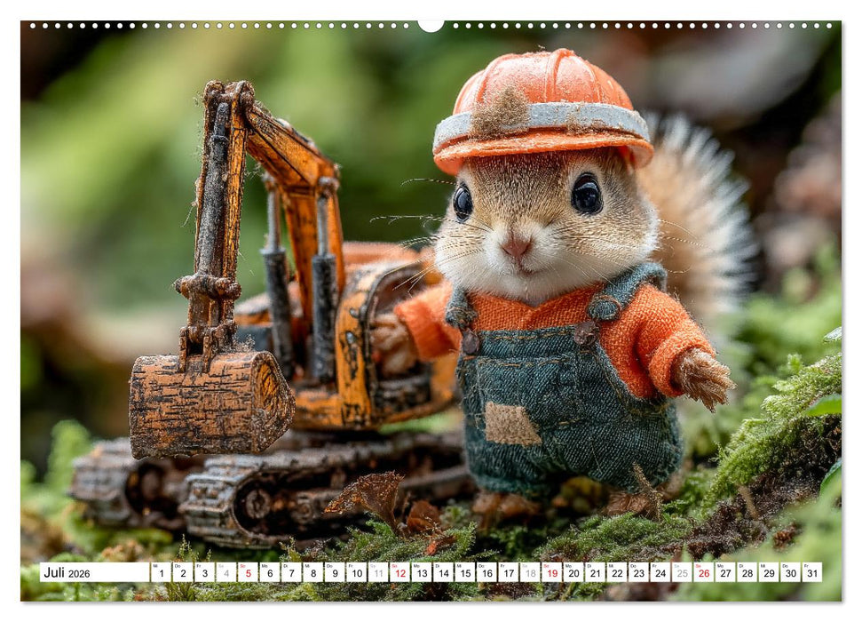 Eichhörnchen - Die lustigen Tiere und ihre Berufe im Wald (CALVENDO Premium Wandkalender 2026)