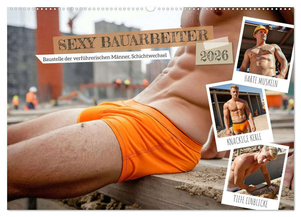 SEXY BAUARBEITER - Baustelle der verführerischen Männer, Schichtwechsel (CALVENDO Wandkalender 2026)