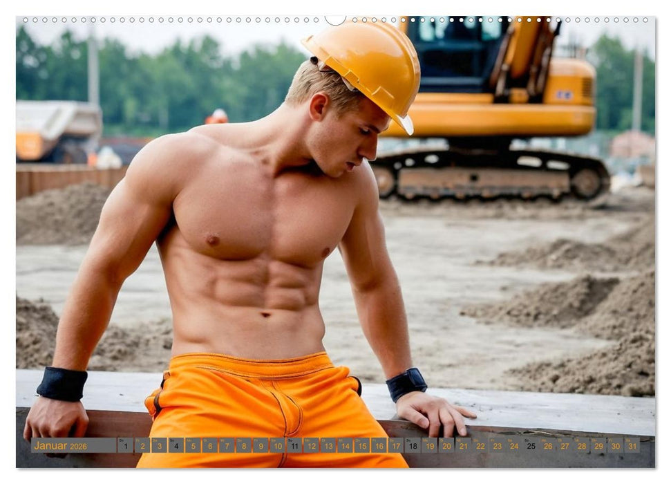 SEXY BAUARBEITER - Baustelle der verführerischen Männer, Schichtwechsel (CALVENDO Wandkalender 2026)