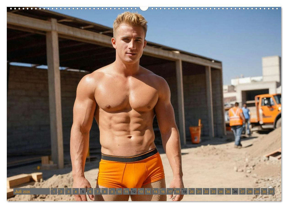 SEXY BAUARBEITER - Baustelle der verführerischen Männer, Schichtwechsel (CALVENDO Premium Wandkalender 2026)