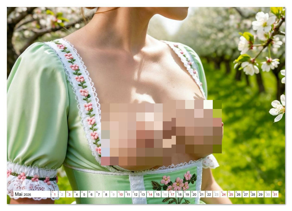 Holz vor der Hüttn - Frauen mit nackten Brüsten im Dirndl (CALVENDO Wandkalender 2026)