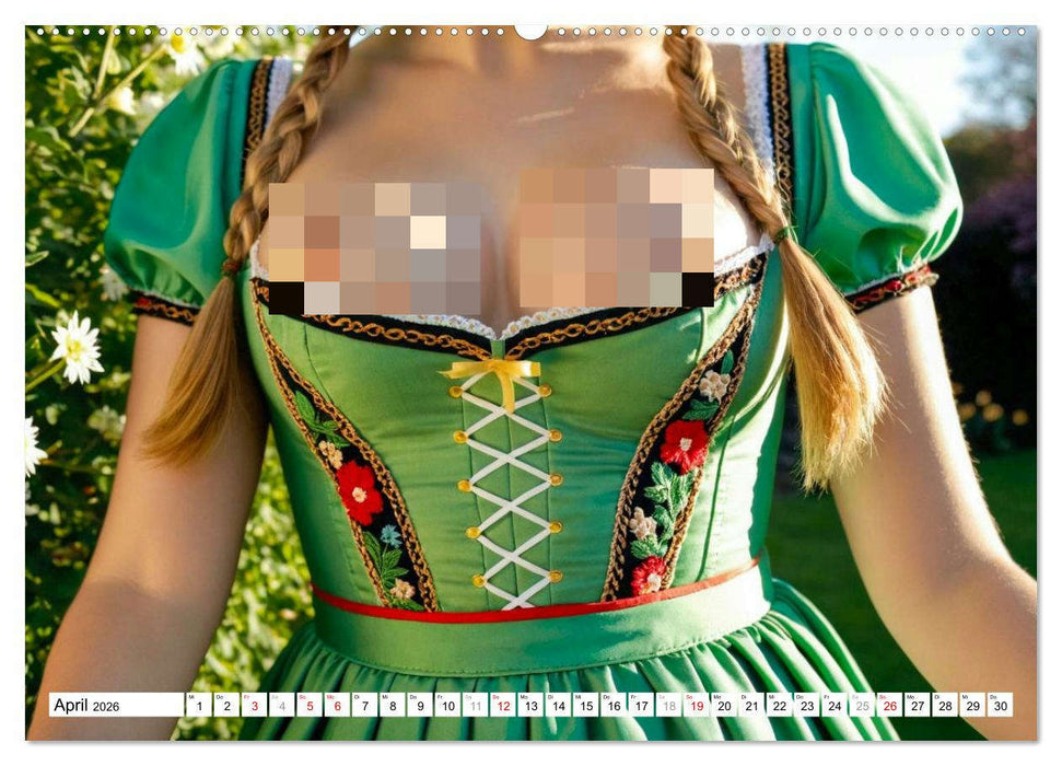 Holz vor der Hüttn - Frauen mit nackten Brüsten im Dirndl (CALVENDO Premium Wandkalender 2026)