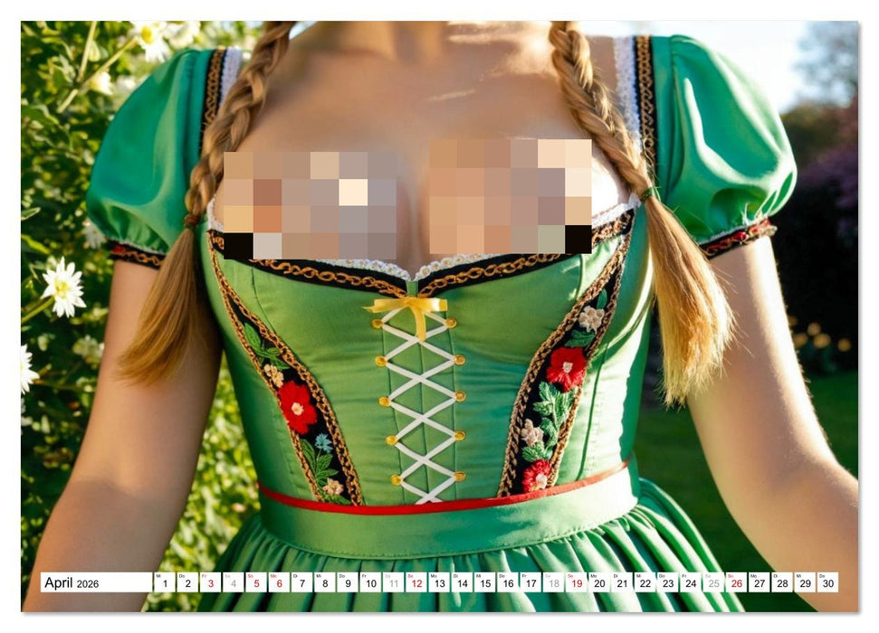 Holz vor der Hüttn - Frauen mit nackten Brüsten im Dirndl (CALVENDO Premium Wandkalender 2026)
