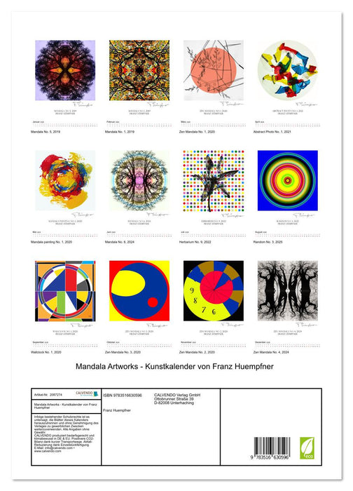 Mandala Artworks - Kunstkalender von Franz Huempfner (CALVENDO Premium Wandkalender 2026)