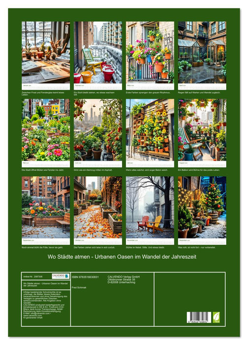 Wo Städte atmen - Urbanen Oasen im Wandel der Jahreszeit (CALVENDO Wandkalender 2026)