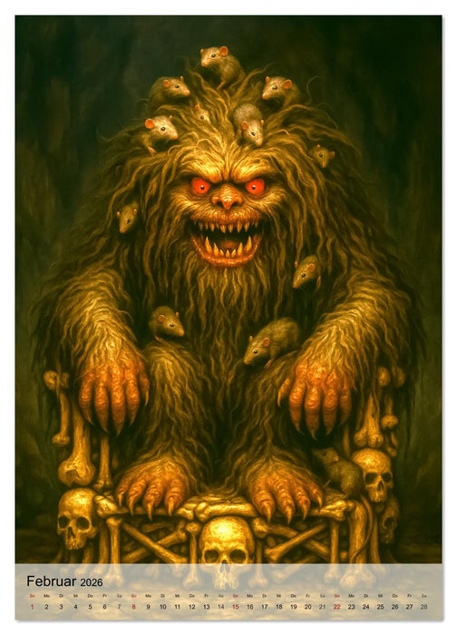 Kreaturen der Dunkelheit - Die kleinen Biester unterm Bett (CALVENDO Wandkalender 2026)