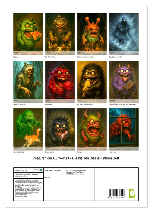 Kreaturen der Dunkelheit - Die kleinen Biester unterm Bett (CALVENDO Premium Wandkalender 2026)