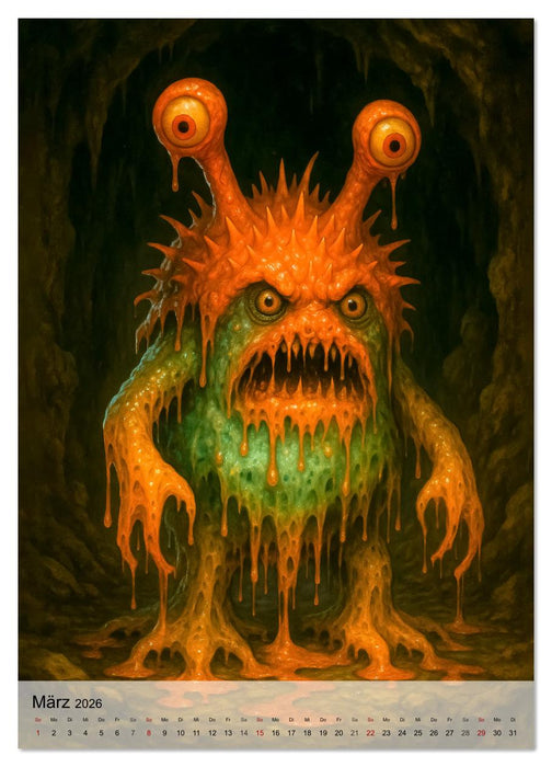 Kreaturen der Dunkelheit - Die kleinen Biester unterm Bett (CALVENDO Premium Wandkalender 2026)