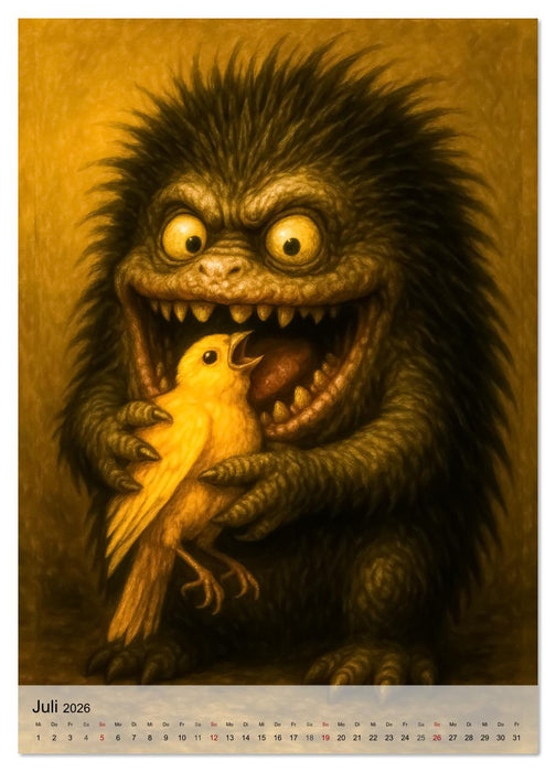 Kreaturen der Dunkelheit - Die kleinen Biester unterm Bett (CALVENDO Premium Wandkalender 2026)