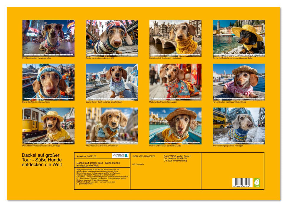 Dackel auf großer Tour - Süße Hunde entdecken die Welt (CALVENDO Wandkalender 2026)