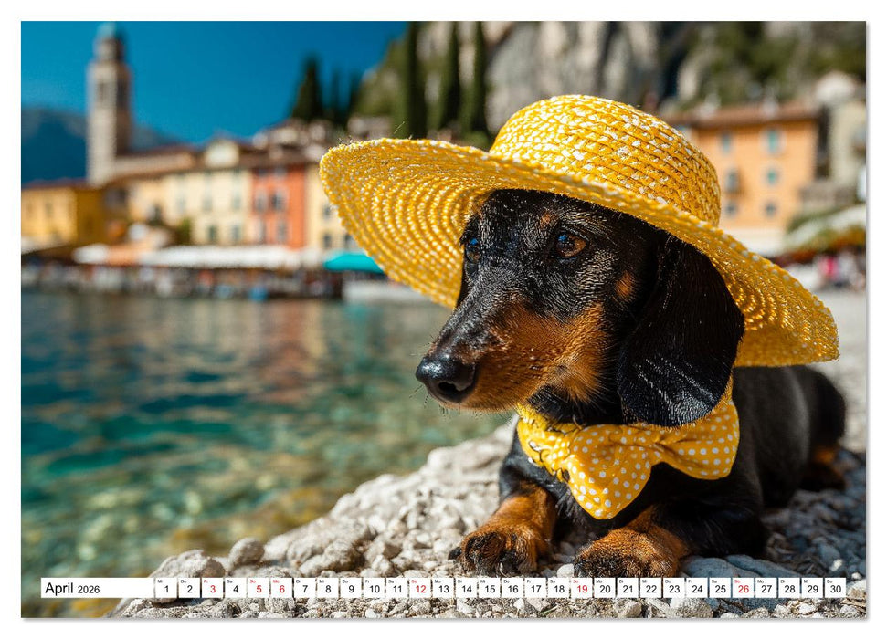 Dackel auf großer Tour - Süße Hunde entdecken die Welt (CALVENDO Wandkalender 2026)