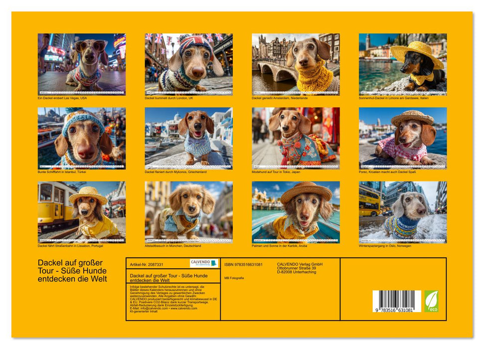 Dackel auf großer Tour - Süße Hunde entdecken die Welt (CALVENDO Premium Wandkalender 2026)