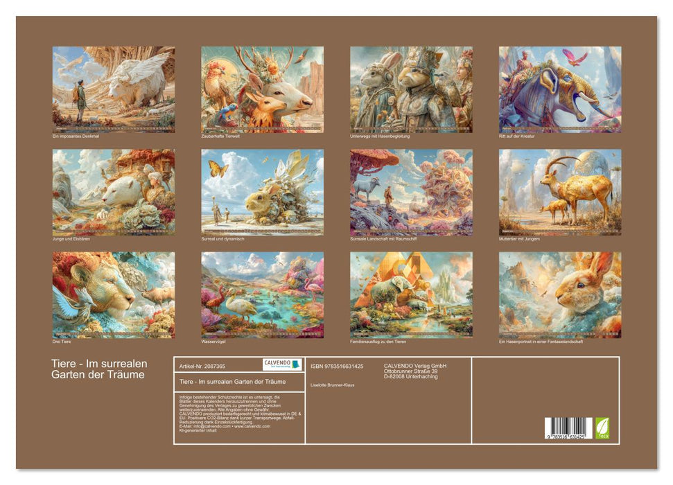 Tiere - Im surrealen Garten der Träume (CALVENDO Wandkalender 2026)