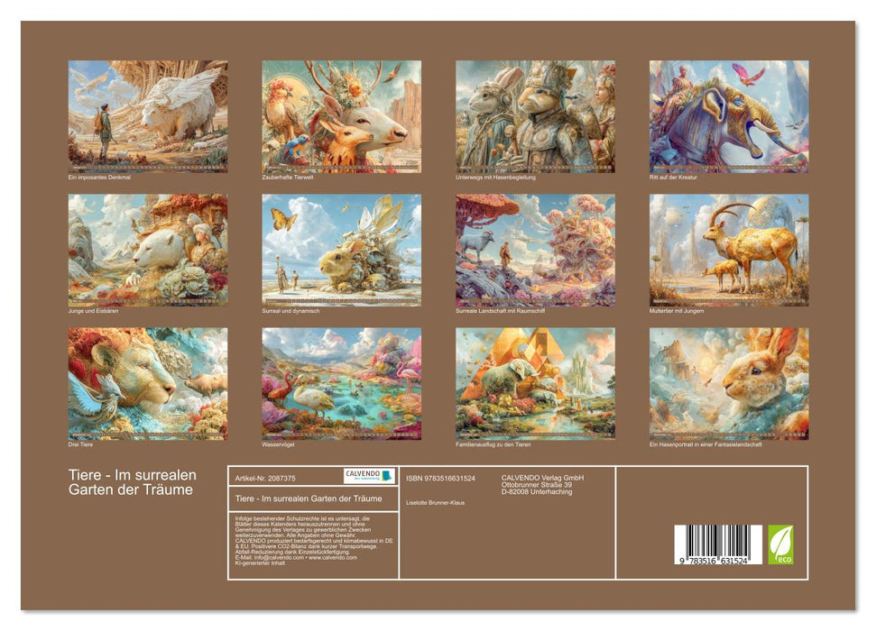 Tiere - Im surrealen Garten der Träume (CALVENDO Premium Wandkalender 2026)