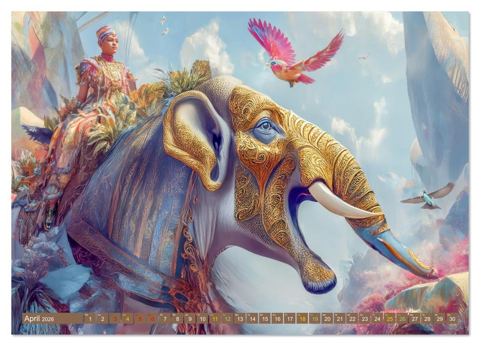 Tiere - Im surrealen Garten der Träume (CALVENDO Premium Wandkalender 2026)