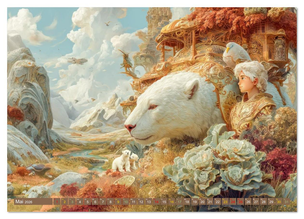 Tiere - Im surrealen Garten der Träume (CALVENDO Premium Wandkalender 2026)