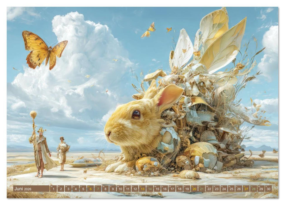 Tiere - Im surrealen Garten der Träume (CALVENDO Premium Wandkalender 2026)