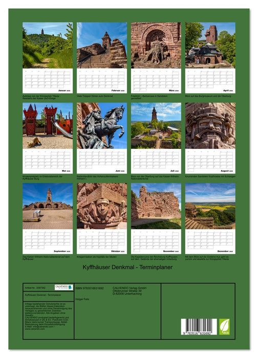 Kyffhäuser Denkmal - Terminplaner (CALVENDO Premium Wandkalender 2026)