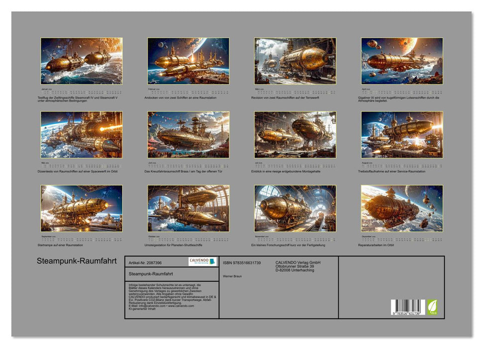 Steampunk-Raumfahrt (CALVENDO Wandkalender 2026)