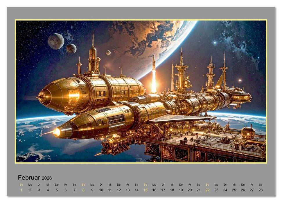 Steampunk-Raumfahrt (CALVENDO Premium Wandkalender 2026)