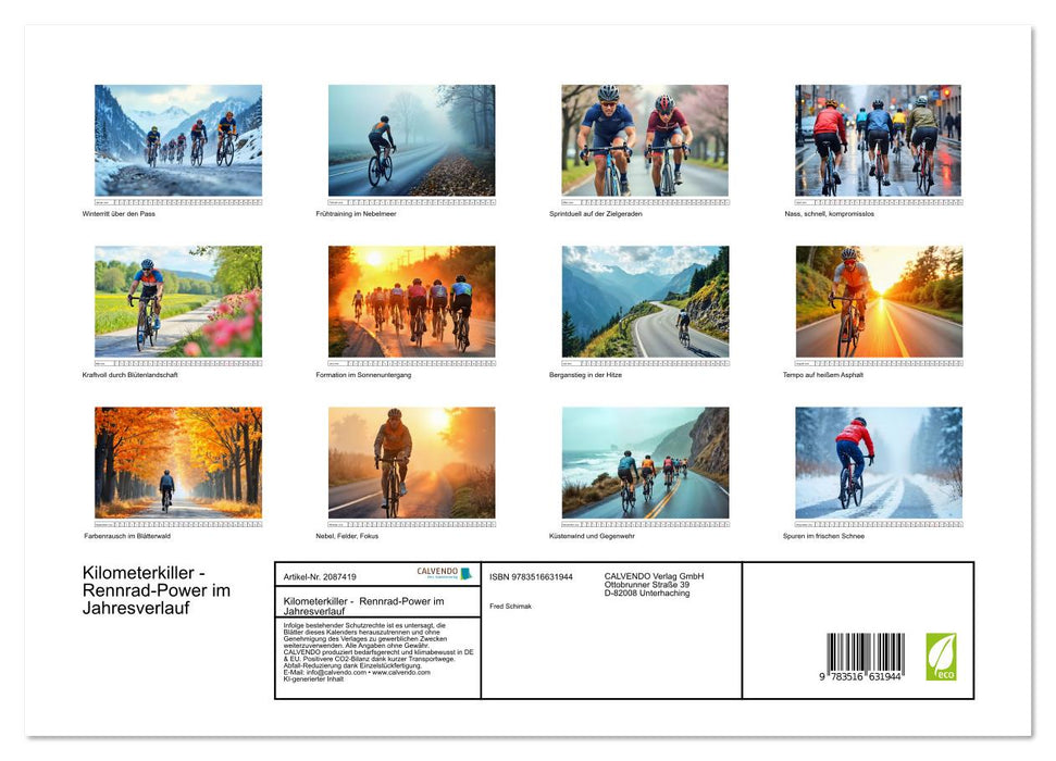 Kilometerkiller - Rennrad-Power im Jahresverlauf (CALVENDO Premium Wandkalender 2026)