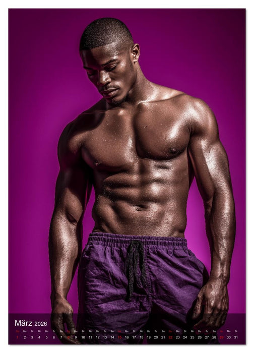 BLACK HEAT - Sexy Männer mit dunkler Haut und Muskeln aus Stahl (CALVENDO Wandkalender 2026)
